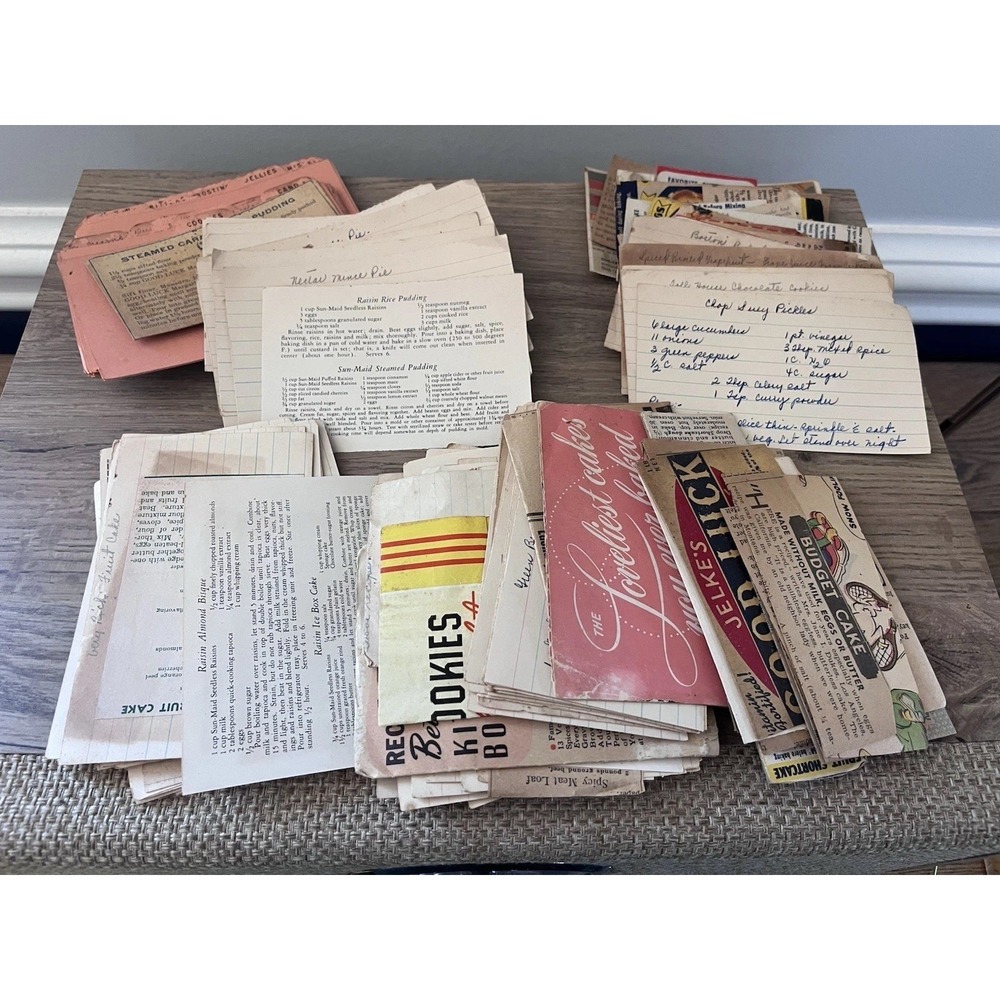 110 Vintage Handwritten, Hand Typed & Cutouts Recipe Cards Grandma Core MCM